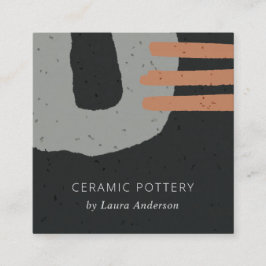 ABSTRAKTE KERAMIK TEXTURE BLACK GRAY RUST QUADRATISCHE VISITENKARTE