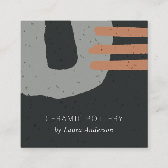 ABSTRAKTE KERAMIK TEXTURE BLACK GRAY RUST QUADRATISCHE VISITENKARTE (Vorderseite)