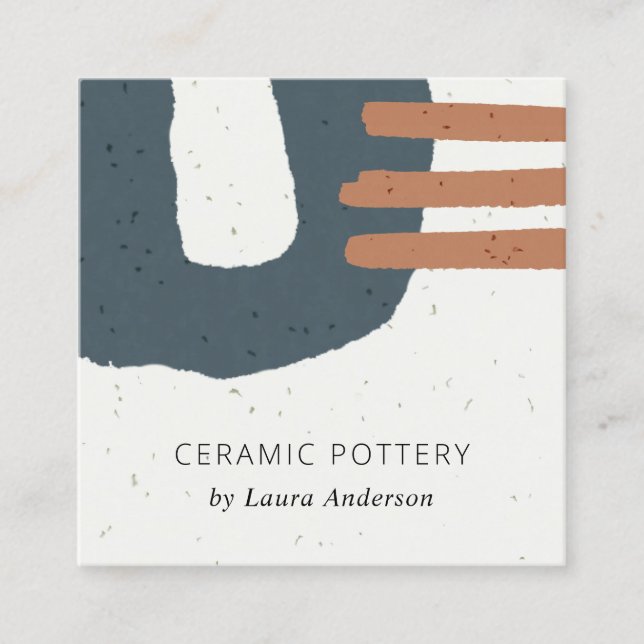 ABSTRAKTE KERAMIK TEXTURE BLUE BLACK RUST ANGEZEIG QUADRATISCHE VISITENKARTE (Vorderseite)