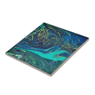 Abstrakte Keramik Tile "Flow Lake" Fliese