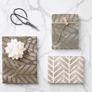 Abstrakte Kiefernzapfen aus Kupfer und Platin Geschenkpapier Set