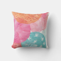 Abstrakte Kinder Kissen Rosa, blau, orange