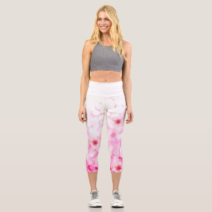 Abstrakte Kirschblüte pink-weiß Capri Leggings