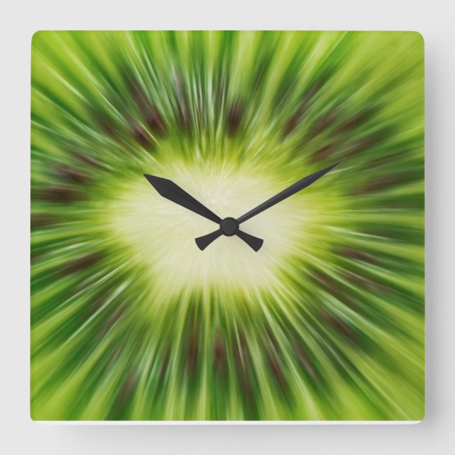Abstrakte Kiwi Quadratische Wanduhr (Vorderseite)