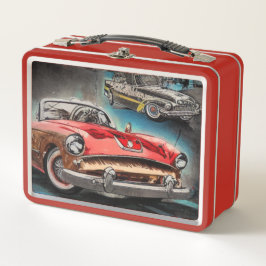 Abstrakte klassische Autos - 1950er-Jahre - Metal Metall Brotdose