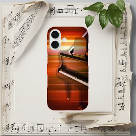 Abstrakte Klavierkunst - Bold Red & Black iPhone 16 Hülle