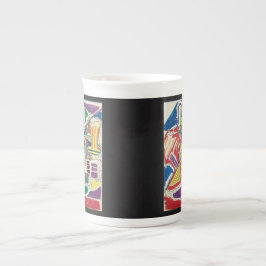 Abstrakte Knochen-China-Tasse mit Links Rechtshand Prozellantasse