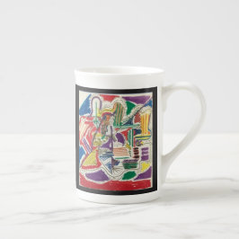 Abstrakte Knochen-China-Tasse mit Links Rechtshand Prozellantasse