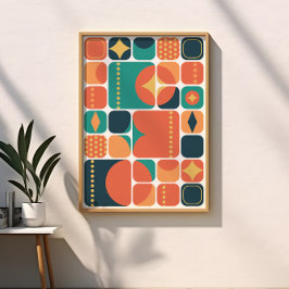 Abstrakte Kohle, Aquamarin, orange Poster