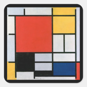 Abstrakte Komposition von Piet Mondrian Quadratischer Aufkleber