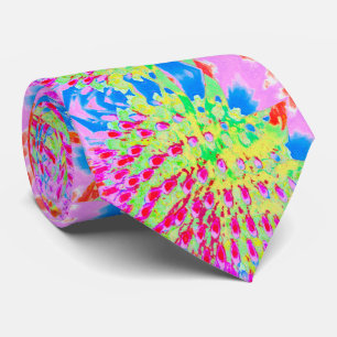 Abstrakte Kone-Blume mit mehrfarbigem Regenbogen Krawatte