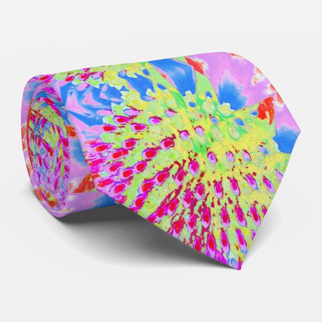 Abstrakte Kone-Blume mit mehrfarbigem Regenbogen Krawatte (Gerollt)