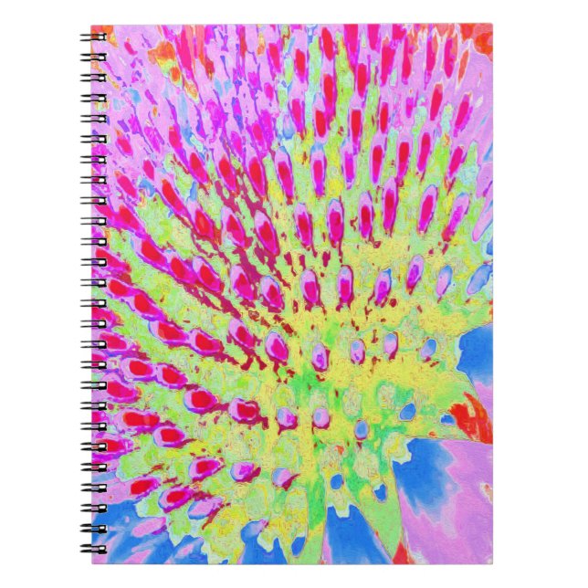 Abstrakte Kone-Blume mit mehrfarbigem Regenbogen Notizblock (Vorderseite)