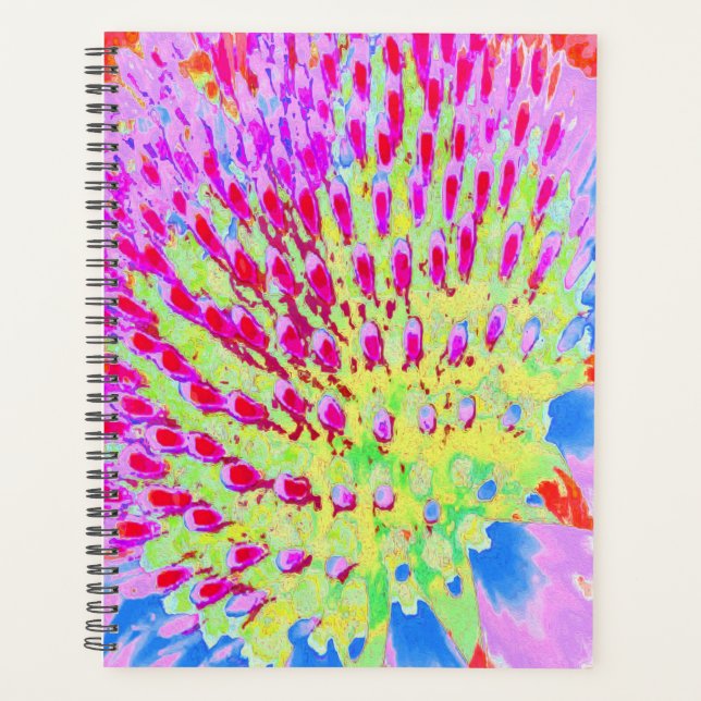 Abstrakte Kone-Blume mit mehrfarbigem Regenbogen Planer (Vorderseite)