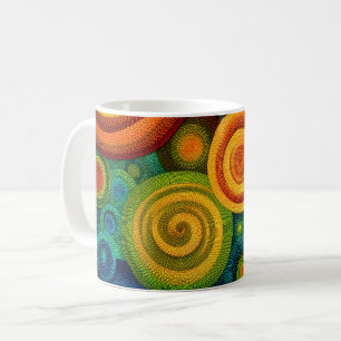 Abstrakte konzentrische Kreise in lebendigem Multi Kaffeetasse