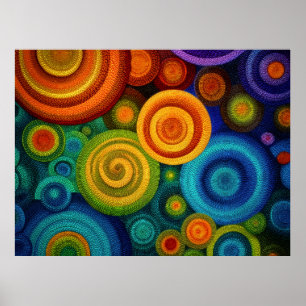 Abstrakte konzentrische Kreise in lebendigem Multi Poster