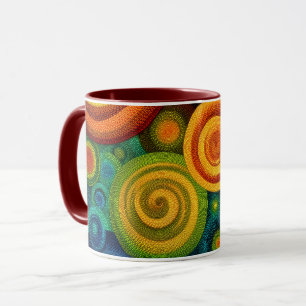 Abstrakte konzentrische Kreise in lebendigem Multi Tasse