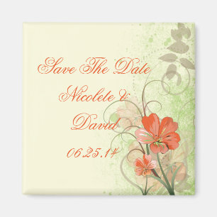 Abstrakte Korallen Limon Floral speichern das Datu Magnet