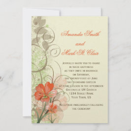 Abstrakte Korallen Limone Blume Wirbel Hochzeit Ei Einladung