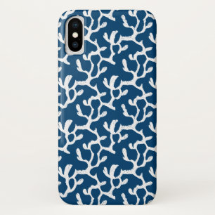 Abstrakte Korallenwiederholmuster in Blau und Weiß Case-Mate iPhone Hülle