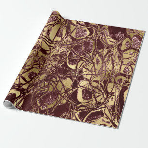 Abstrakte Körpernatur Zellen Golden Blood Burgundy Geschenkpapier
