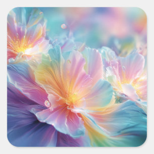 Abstrakte kosmische Blumeneruption in Pastell Quadratischer Aufkleber