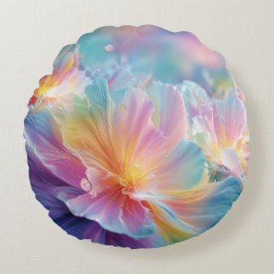 Abstrakte kosmische Blumeneruption in Pastell Rundes Kissen