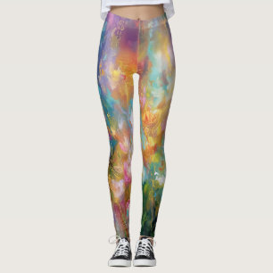 Abstrakte kosmische Blumeneruption in Pastellfarbe Leggings