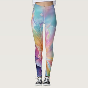 Abstrakte kosmische Blumeneruption in Pastellfarbe Leggings