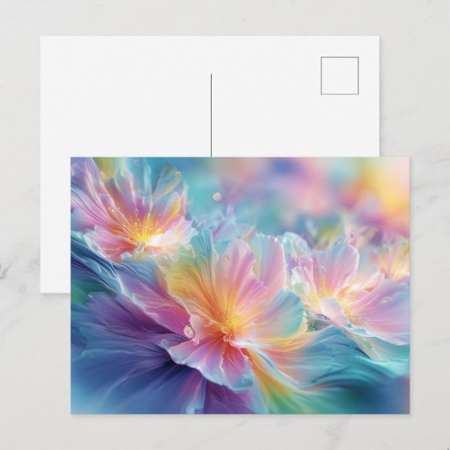 Abstrakte kosmische Blumenexplosion in Pastell Postkarte (Vorne/Hinten)