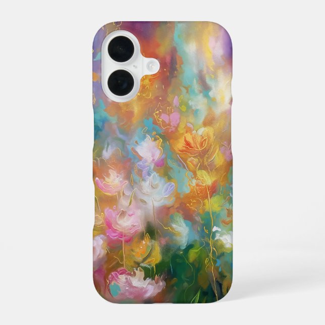 Abstrakte kosmische Blumenexplosion in Pastellfarb iPhone 16 Hülle (Rückseite)