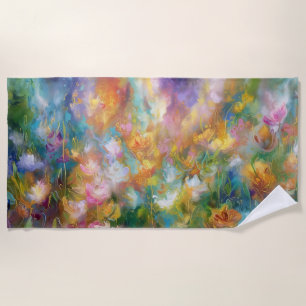 Abstrakte kosmische Blumenexplosion in Pastellfarb Strandtuch