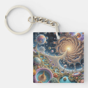 Abstrakte kosmische Harmonie mit Mandalenenergie Schlüsselanhänger