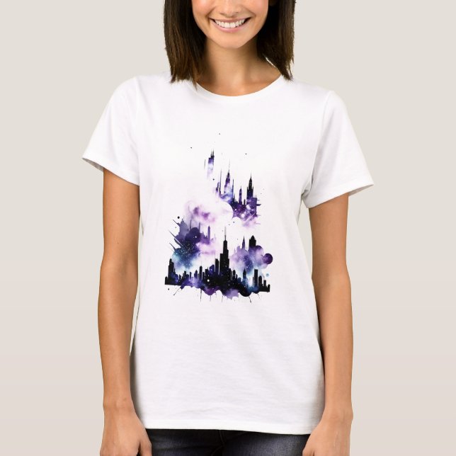 Abstrakte kosmische Stadt T-Shirt (Vorderseite)