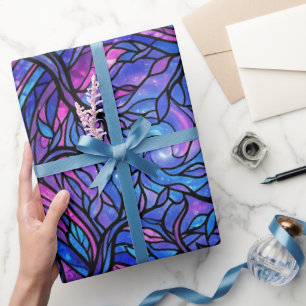 Abstrakte kosmische violette Geschenkpapier-Wald Geschenkpapier