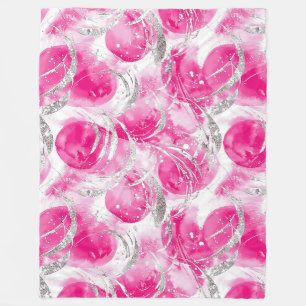 Abstrakte Kreisel in rosa Silberglanz Fleecedecke