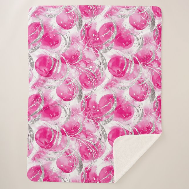 Abstrakte Kreisel in rosa Silberglanz Sherpadecke (Vorderseite)