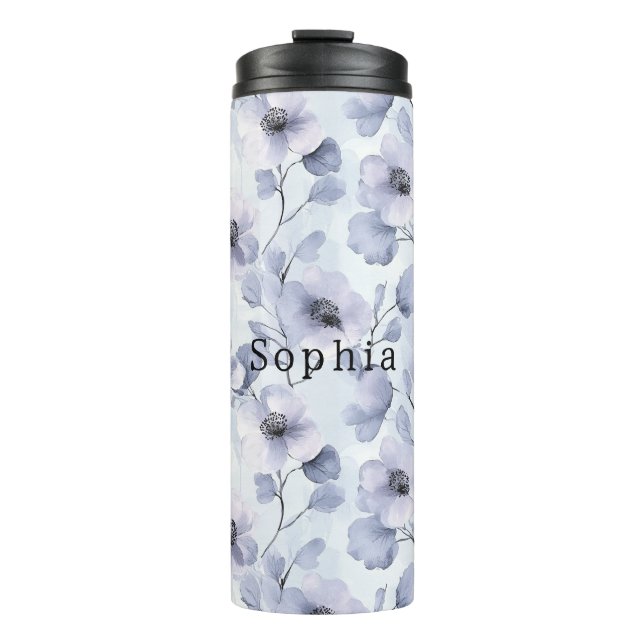 Abstrakte Kreisel in rosa Silberglanz Thermosbecher (Vorderseite)