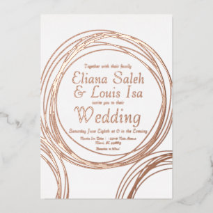 Abstrakte kreisförmige goldene Hochzeitsprägung Folieneinladung