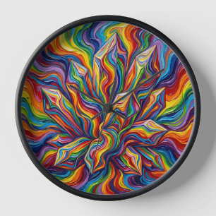 Abstrakte Kristall-Regenbogen-Schmelzkunst-Uhren Uhr