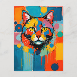 Abstrakte kubanische Cat Art Postkarte