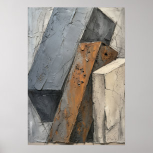 Abstrakte kubistische Betonstein-Rost-Geometrie-Sk Poster