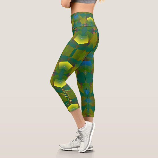 Abstrakte kubistische Formen Personalisiert HCL Capri Leggings (Links)