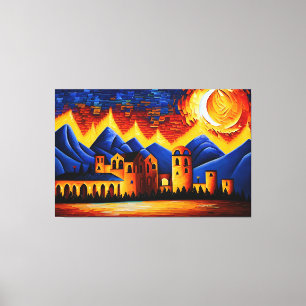 Abstrakte kubistische Wüste Canvas Print Leinwanddruck