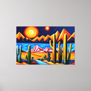 Abstrakte kubistische Wüste Canvas Print Leinwanddruck