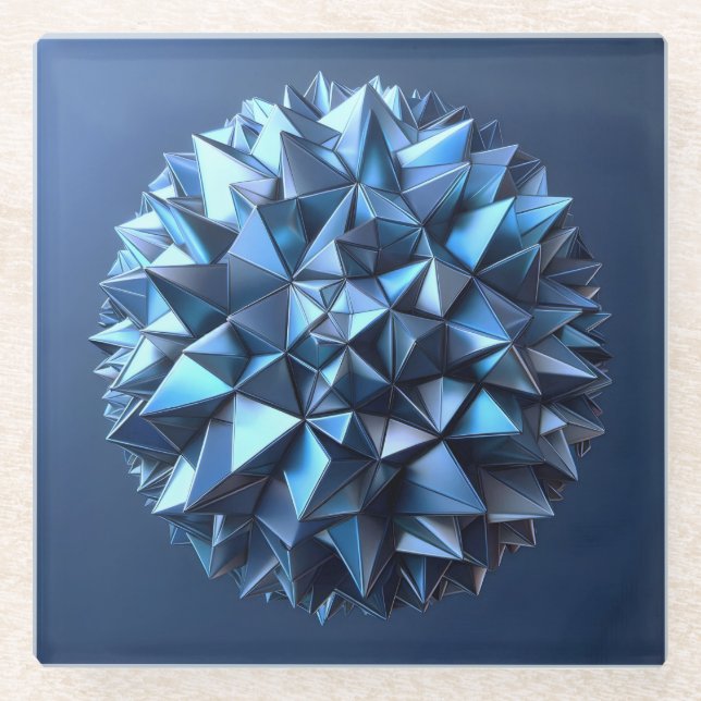 abstrakte Kugel aus unregelmäßigen Pyramiden  Glasuntersetzer (Vorderseite)