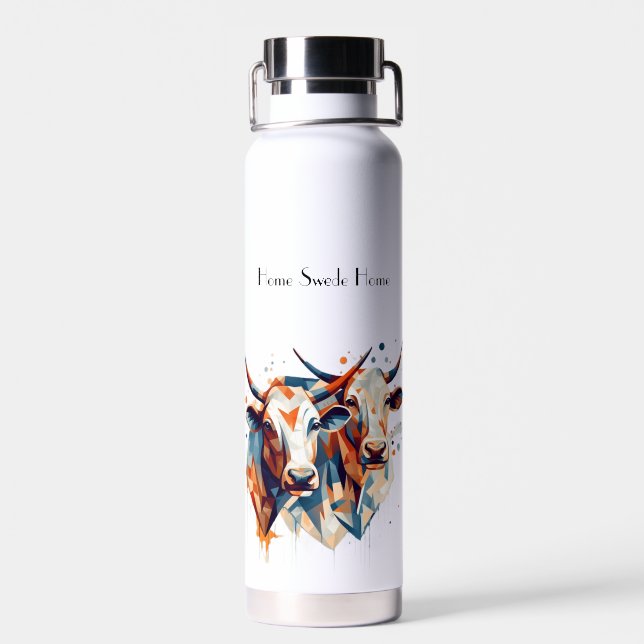 Abstrakte Kühe, anpassbar Trinkflasche (Rückseite)