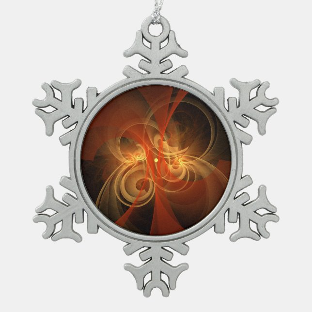 Abstrakte Kunst am Morgen Schneeflocken Zinn-Ornament (Vorderseite)