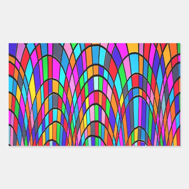 Abstrakte Kunst aus mehrfarbigem Glas Rechteckiger Aufkleber (Vorderseite)