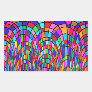 Abstrakte Kunst aus mehrfarbigem Glas Rechteckiger Aufkleber